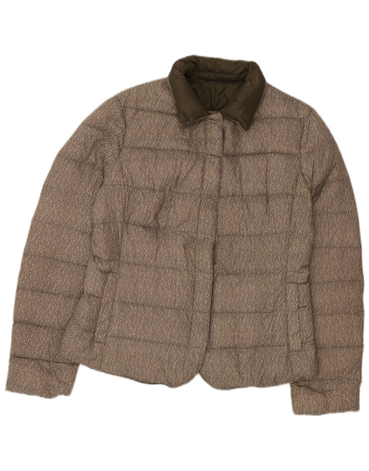 Benetton Damen Reversible Wattierte Jacke UK 16 Large Grün Polyamid