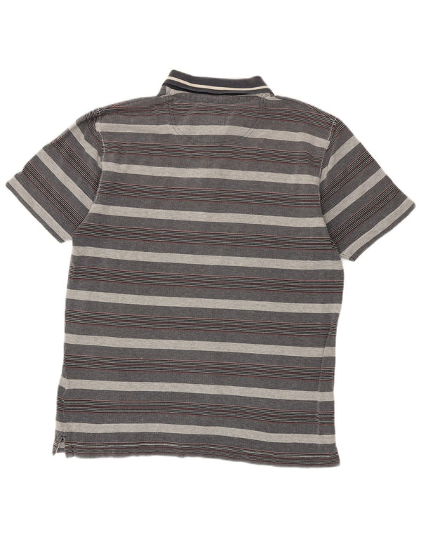 Fat Face Herren-Poloshirt aus mittelgrauer, gestreifter Baumwolle
