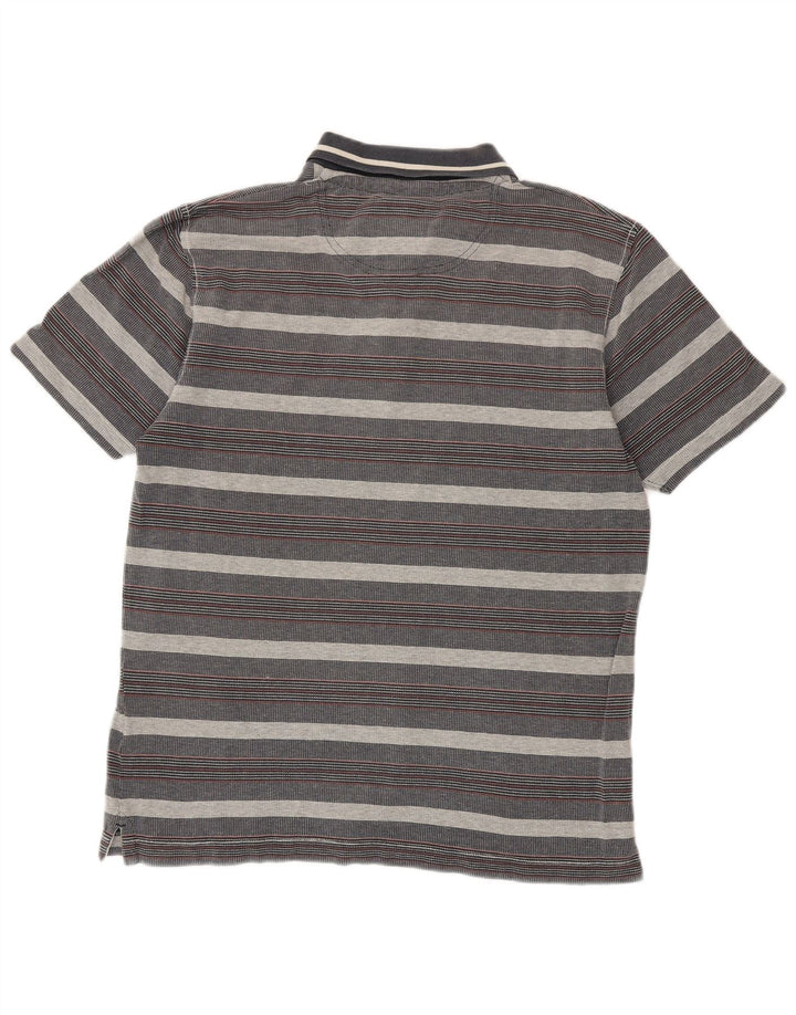 Fat Face Herren-Poloshirt aus mittelgrauer, gestreifter Baumwolle