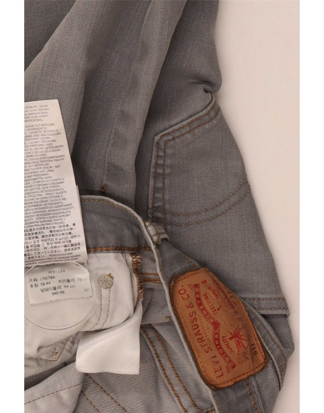 Levi's Herren 511 Slim Jeans W31 L27 Graue Baumwolle