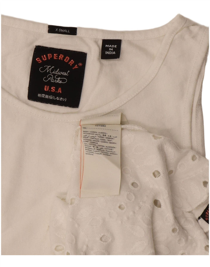 Superdry Damen-T-Shirt mit normaler Passform, UK 6 XS, gebrochen weiße Baumwolle