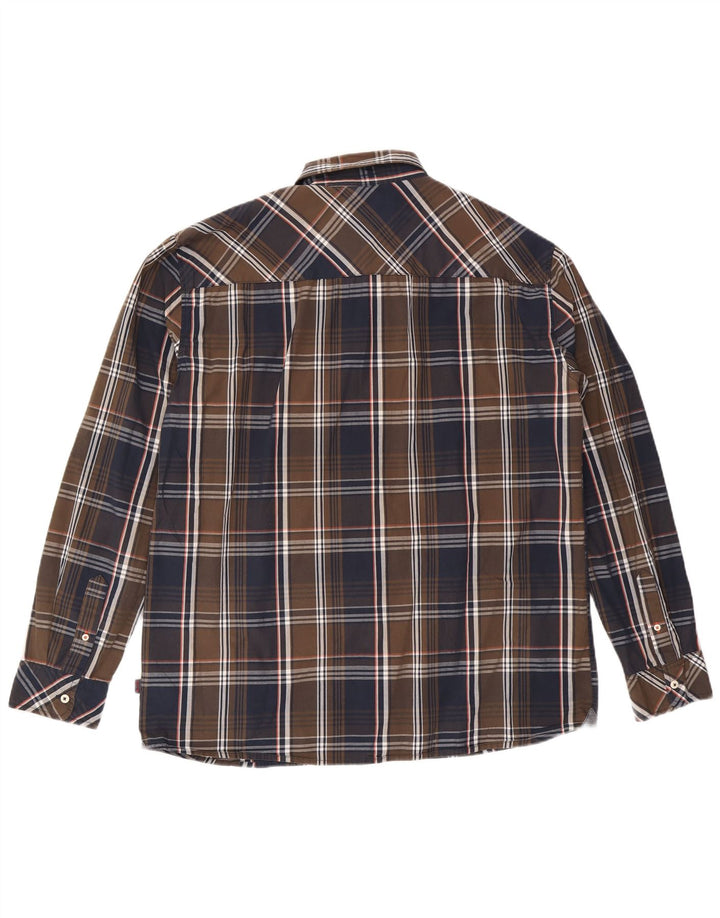 Mustang Herren Slim Fit Hemd 2XL braun kariert Baumwolle