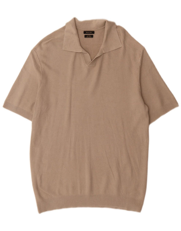 Massimo Dutti Mens Polo Shirt Large Grey Cotton