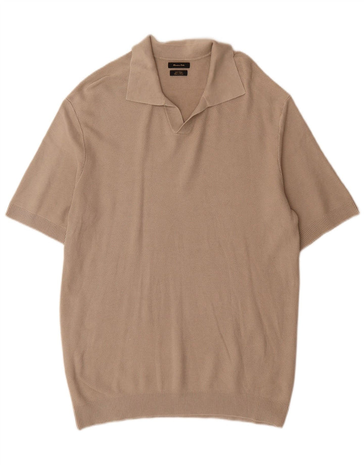 Massimo Dutti Herren-Poloshirt, große graue Baumwolle