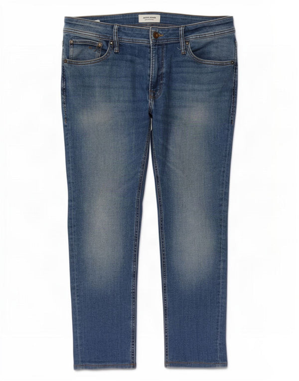 Jack & Jones Herren verkürzte Slim-Jeans W34 L26 Blaue Baumwolle