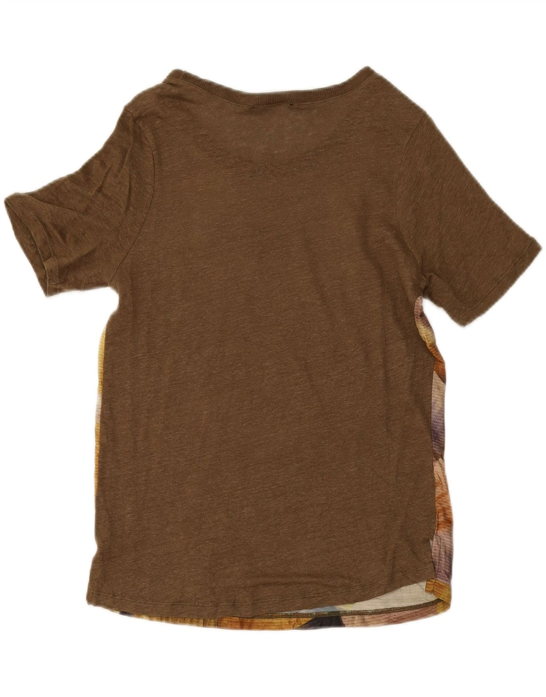 ZARA Womens Abstract Pattern T-Shirt Top UK 10 Small Brown