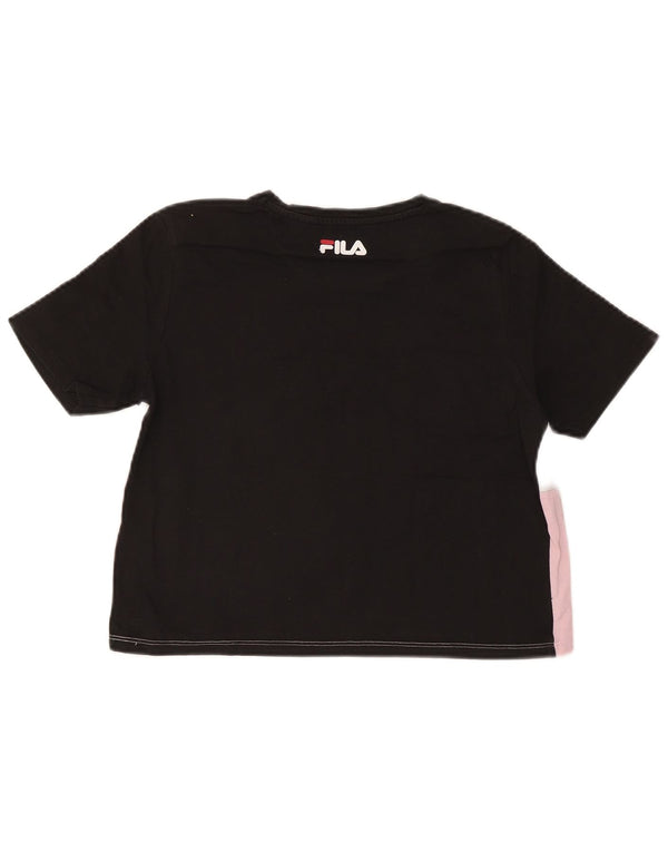 FILA Damen Grafik-T-Shirt-Oberteil UK 12 Medium Mehrfarbig Colourblock