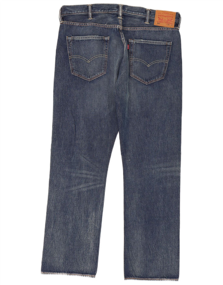 LEVI'S Herren 501 Straight Jeans W38 L32 Blaue Baumwolle