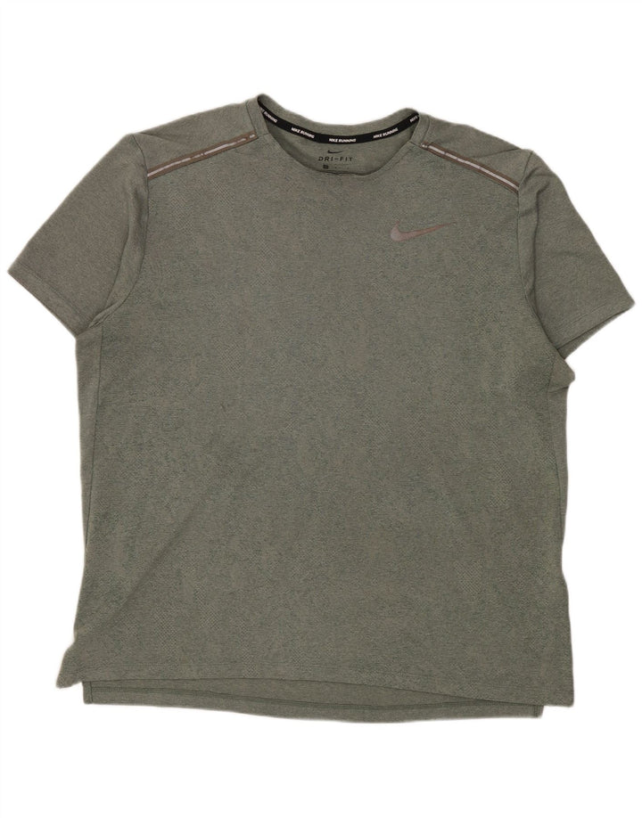 Nike Herren Dri Fit T-Shirt Top Large Grün Polyester