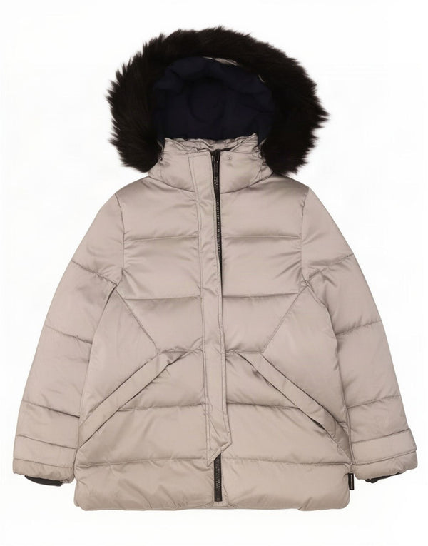 Zara Wattierter Mantel mit Kapuze für Mädchen, 13–14 Jahre, silberfarbenes Polyester