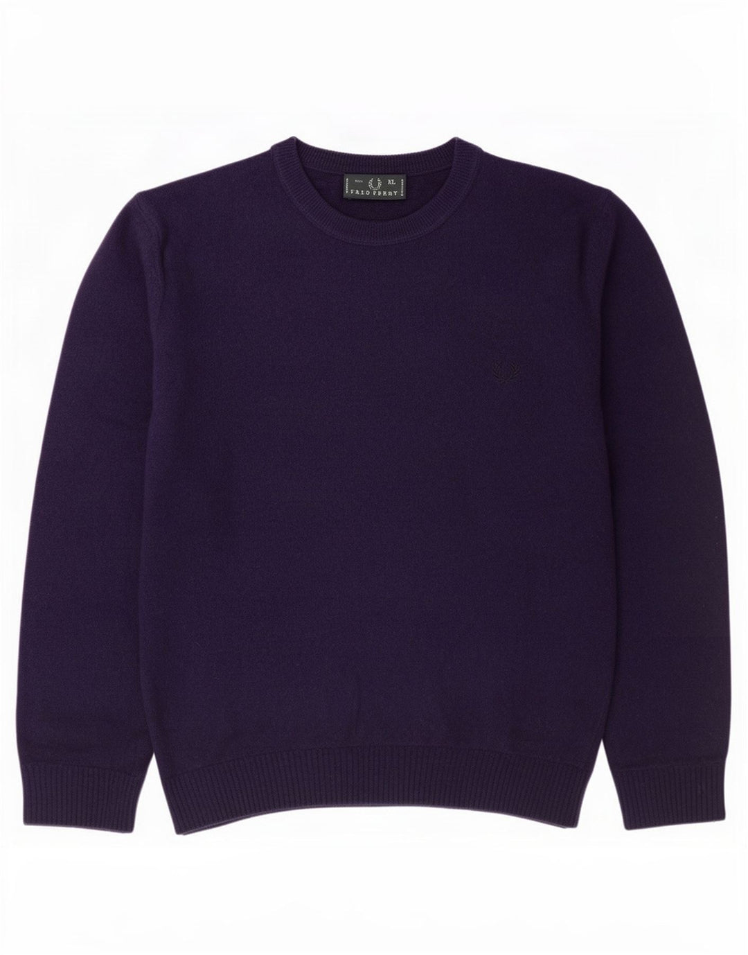 Fred Perry Herren-Pullover mit Rundhalsausschnitt, XL, lila Wolle