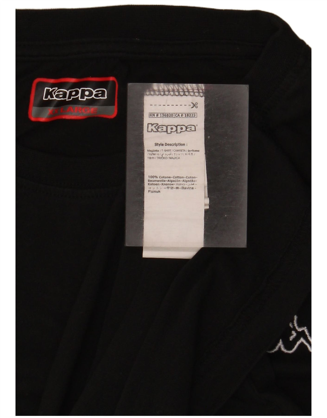 Kappa Damen T-Shirt Top 2XL Schwarz Baumwolle