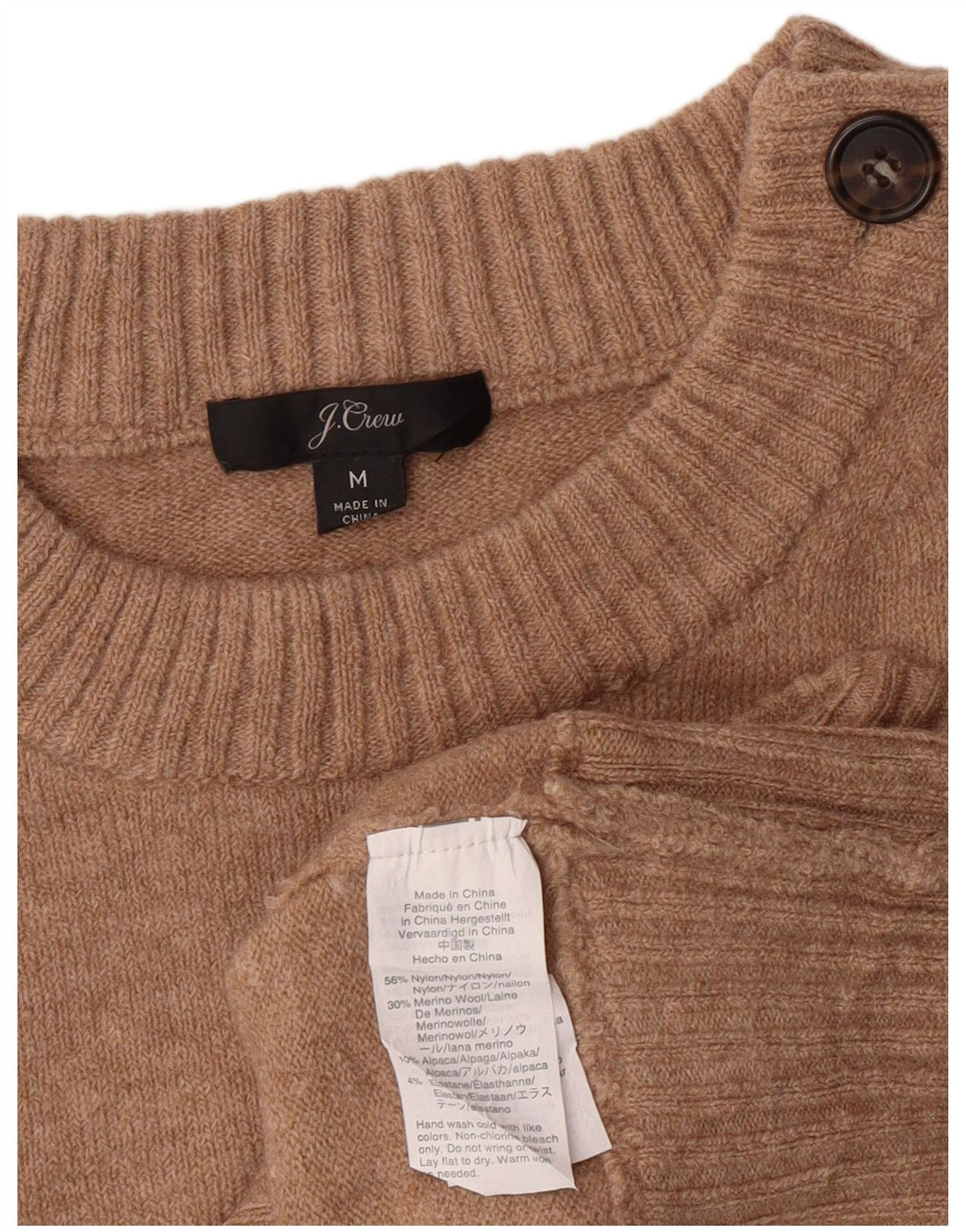 J. CREW Damen-Pullover mit Rundhalsausschnitt, UK 14, mittelbraunes Nylon