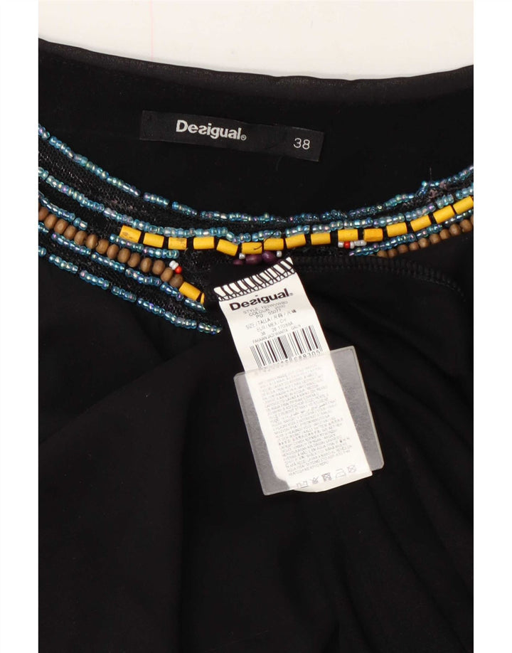 Desigual Damen Grafisches asymmetrisches Tunikakleid EU 38 Mittelschwarz Geometrisch
