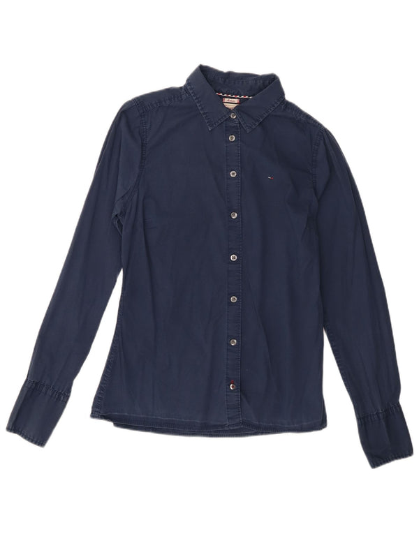Tommy Hilfiger Womens Classic Fit Shirt UK 12 Medium Navy Blue Cotton