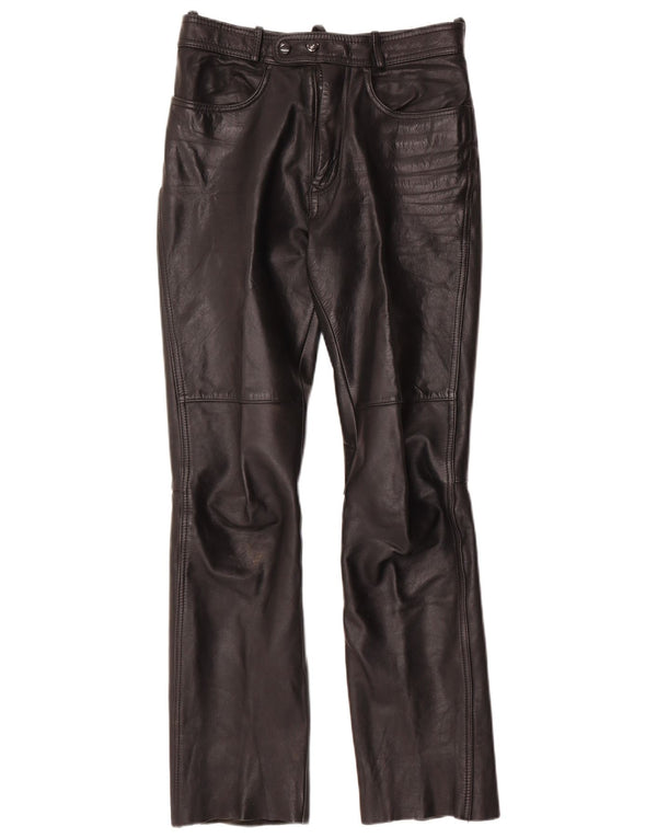 Vintage Damen Bootcut-Lederhose W28 L30 Schwarzes Leder