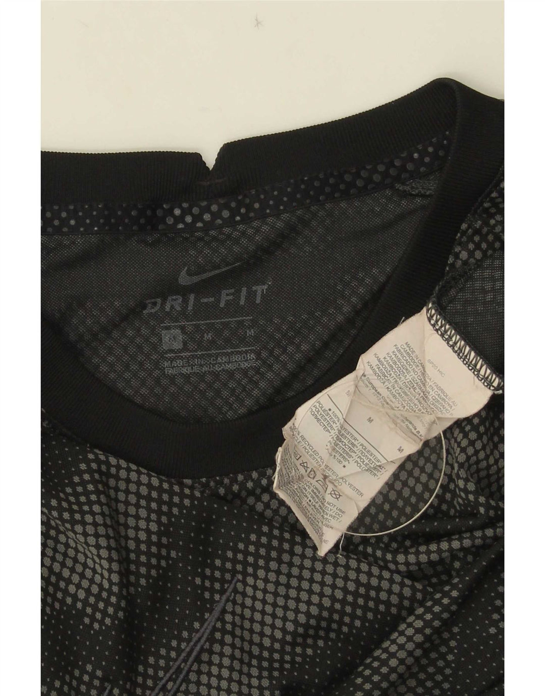 Nike Herren Dri Fit T-Shirt Top Mittelschwarzes geometrisches Polyester