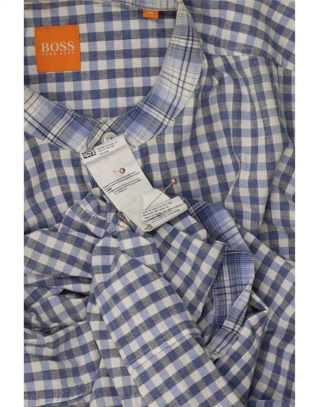 Hugo Boss Herrenhemd aus mittelblauer Gingham-Baumwolle