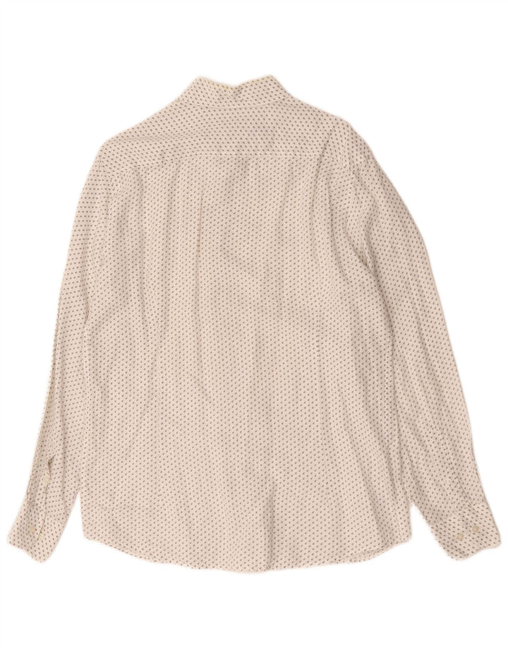Massimo Dutti Herrenhemd Mittelweiß gepunktetes Leinen