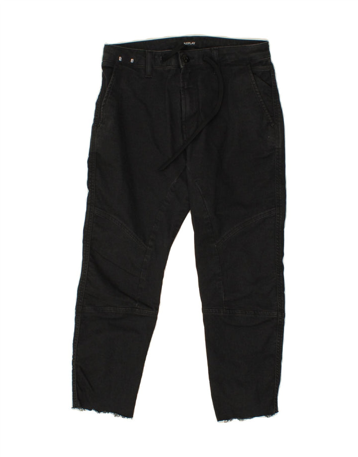 REPLAY Womens Cropped Jeans W27 L24 Black Cotton Vintage Replay and Second-Hand Replay from Messina Hembry 