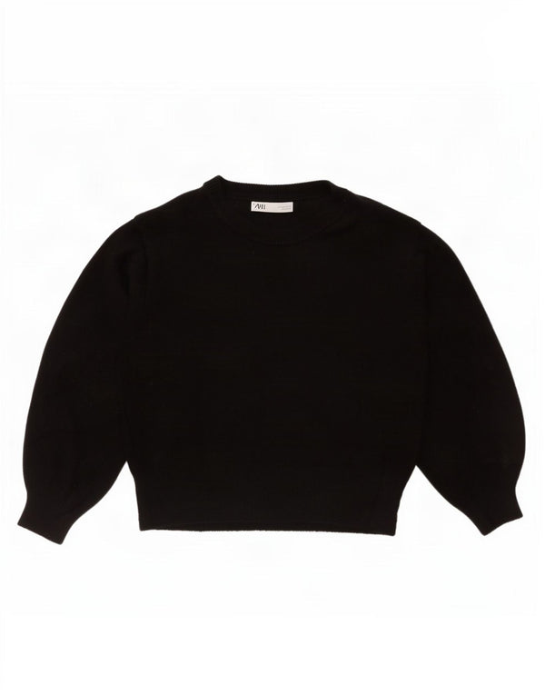 Zara Damen-Pullover mit Rundhalsausschnitt, Gr. 10, Small, Schwarz, Acryl