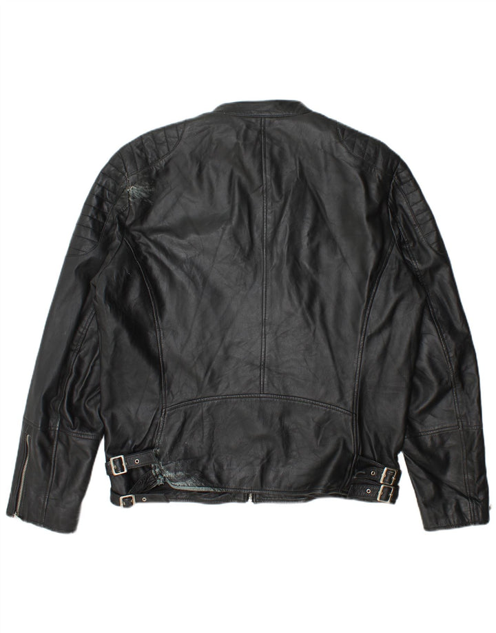 Conbipel Herren Leder Bikerjacke IT 54 XL Schwarzes Leder