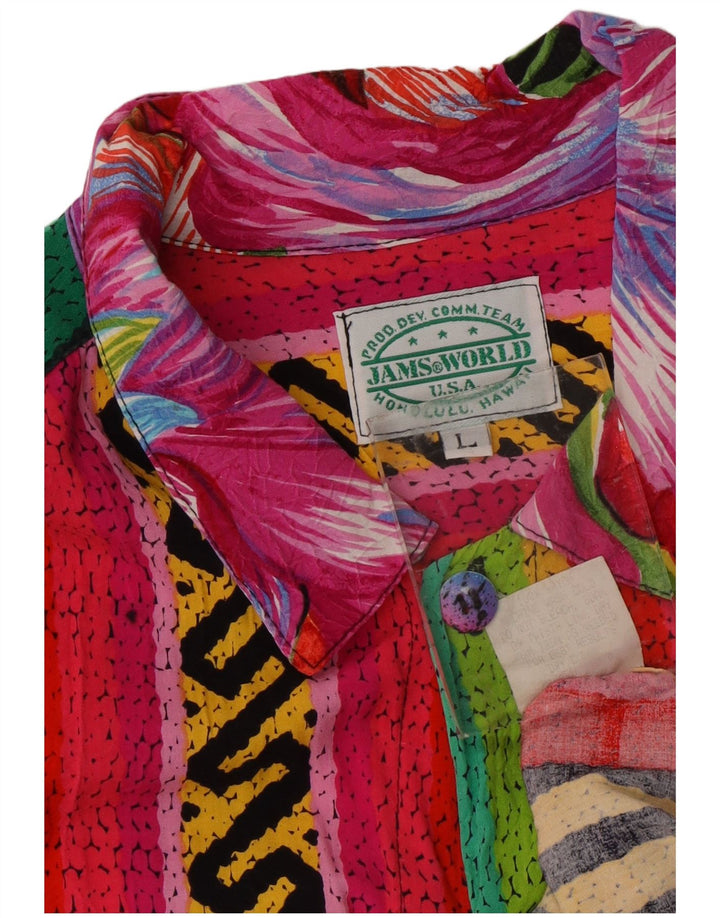 JAMS WORLD Herren-Kurzarmhemd, groß, mehrfarbig, gestreift, Viskose