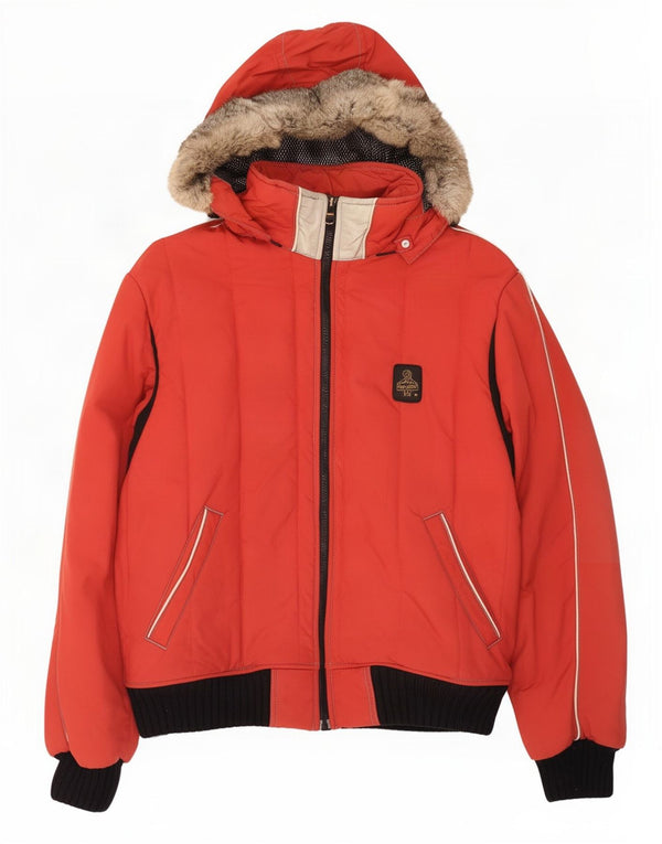 Refrigiwear Herren-Regenjacke mit Kapuze, UK 42, XL, rotes Colourblock-Polyamid