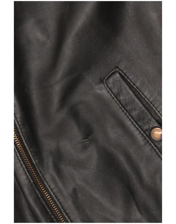 Vintage Damen Lederjacke UK 16 Großes schwarzes Leder