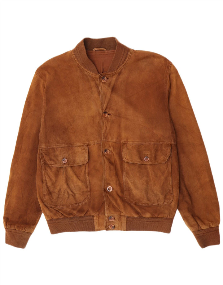 Vintage Herren Wildleder Bomberjacke IT 52 XL Braunes Leder