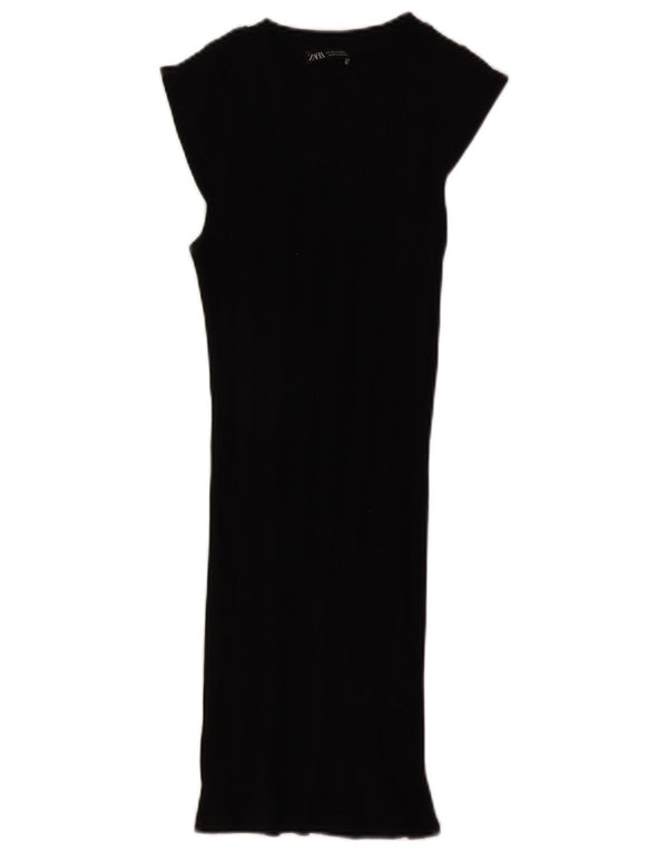Zara Damen Kurzarm-Bodycon-Kleid UK 4 XS Schwarz