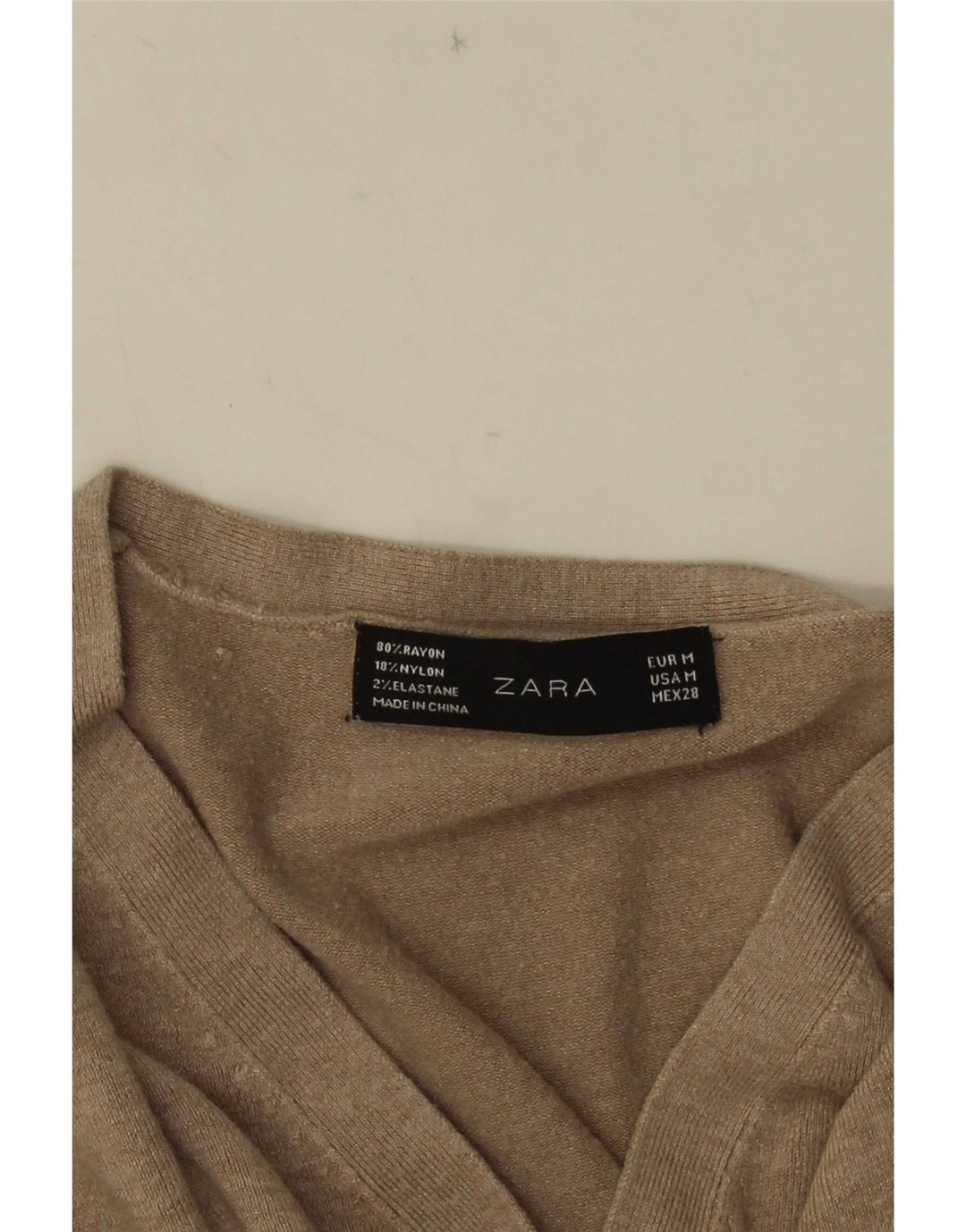 Zara Damen-Pullover mit V-Ausschnitt, Gr. 12, Mittelgrau