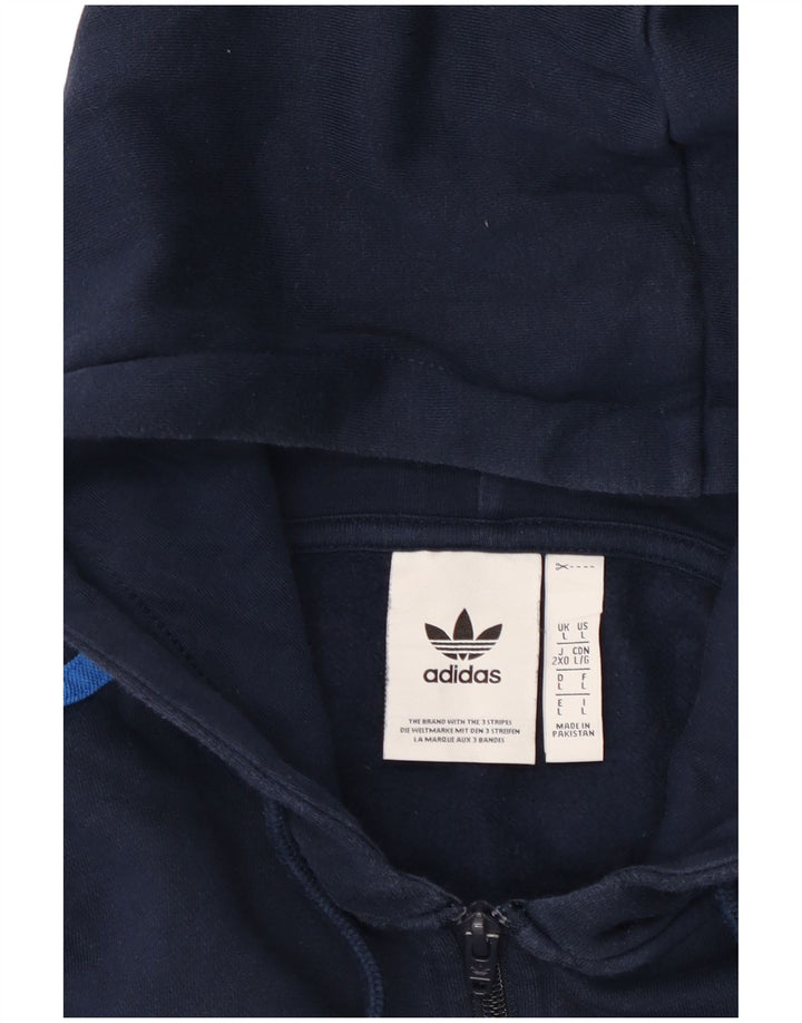 Adidas Herren-Kapuzenpullover mit Reißverschluss, groß, marineblau, Baumwolle