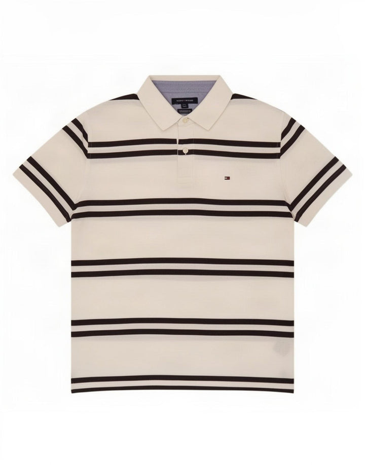 Tommy Hilfiger Herren-Poloshirt, groß, weiß gestreift