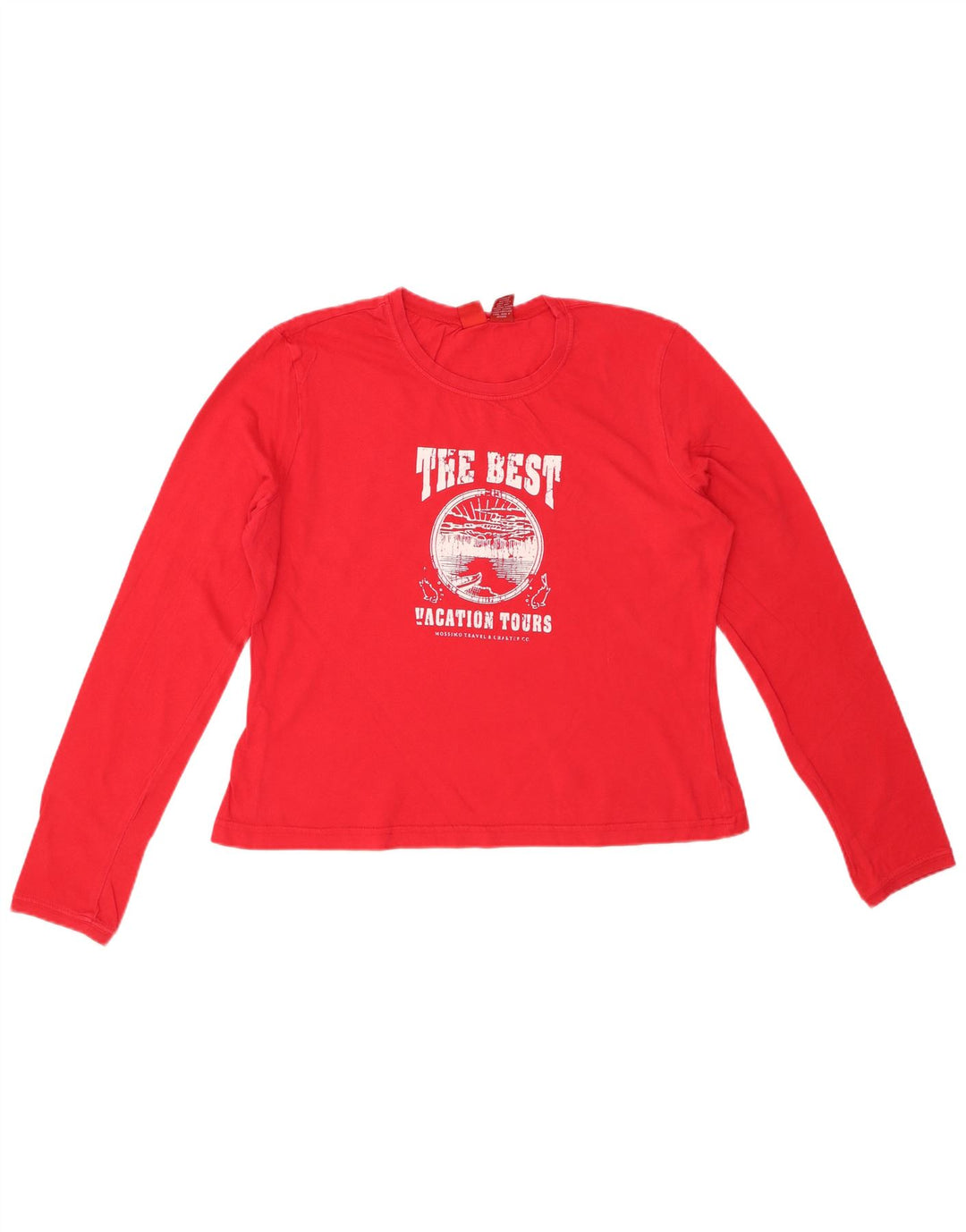 MOSSIMO Damen Crop Graphic Top Langarm UK 16 Große rote Baumwolle