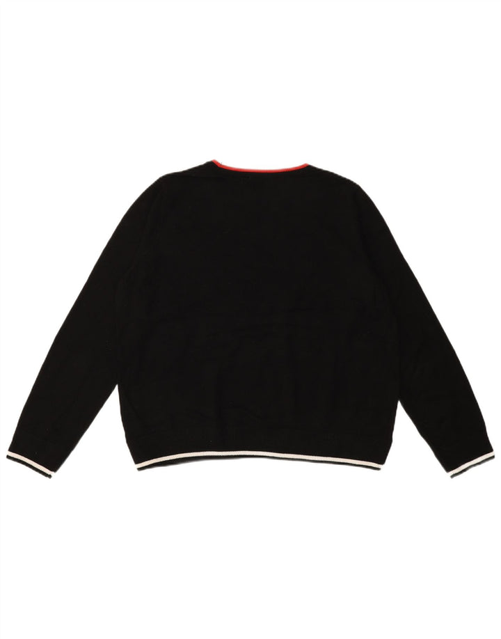 MARKS & SPENCER Womens Graphic Crew Neck Jumper Sweater UK 14 Medium Black