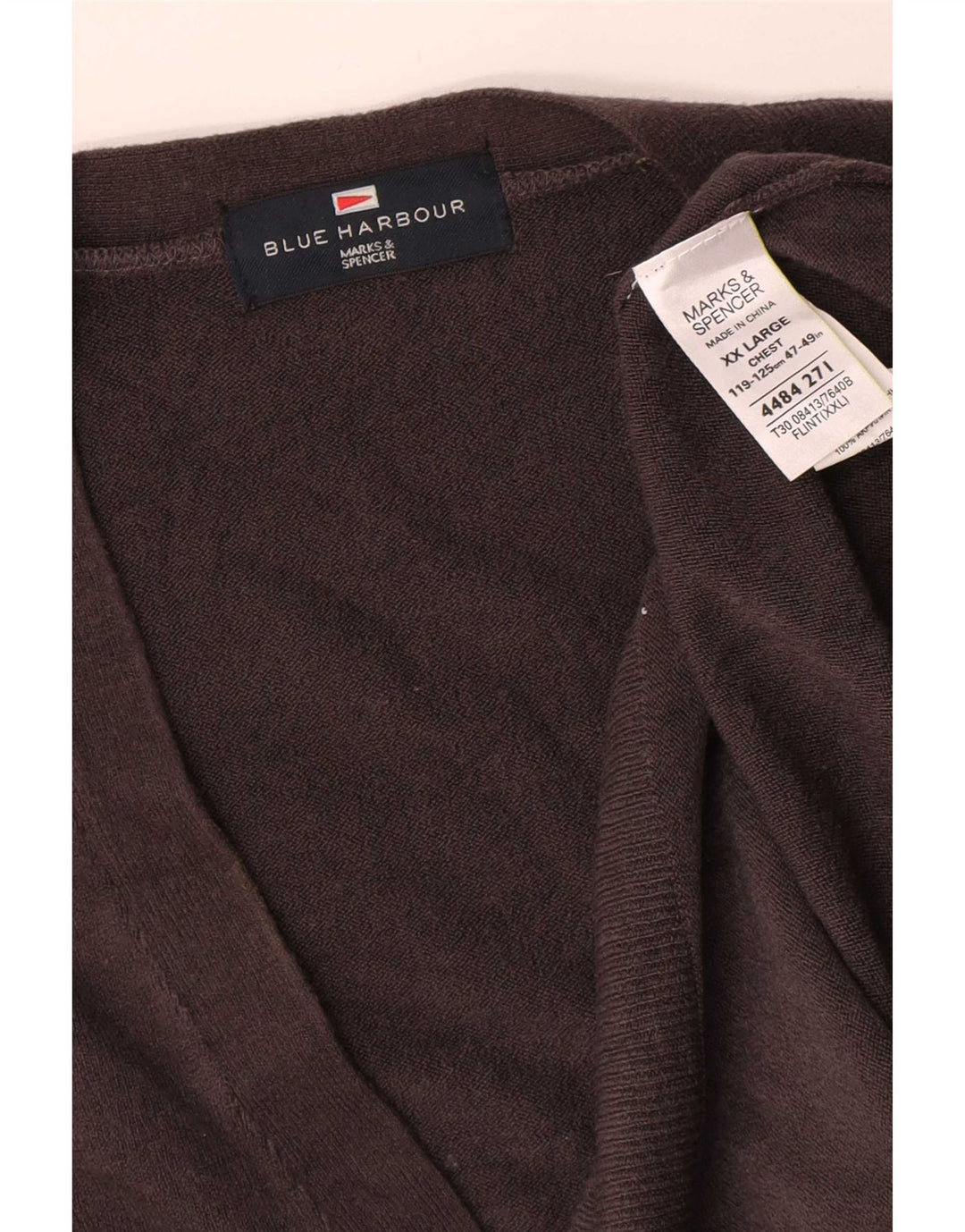 Marks & Spencer Herren Blue Harbor Cardigan Pullover 2XL Grau Acryl