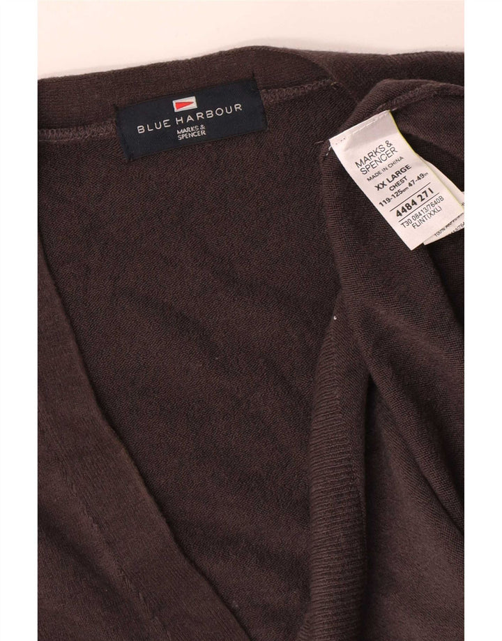 Marks & Spencer Herren Blue Harbor Cardigan Pullover 2XL Grau Acryl