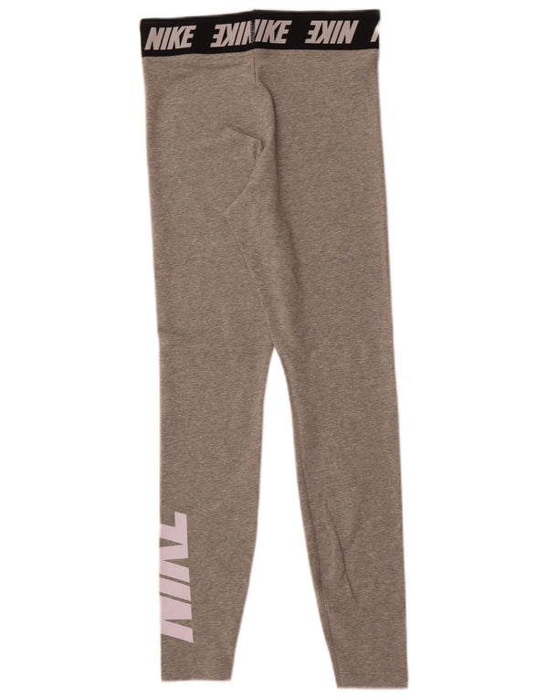 Nike Womens Graphic Leggings UK 10 Small Graue Baumwolle