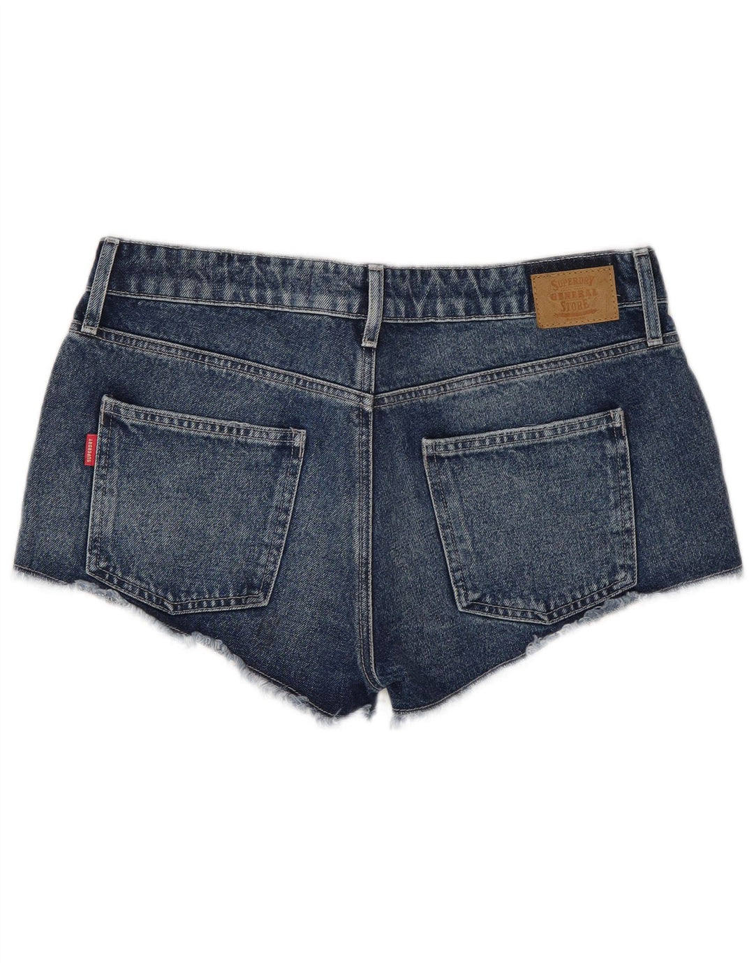Superdry Damen-Jeansshorts mit niedriger Taille, W30, mittelblaue Baumwolle