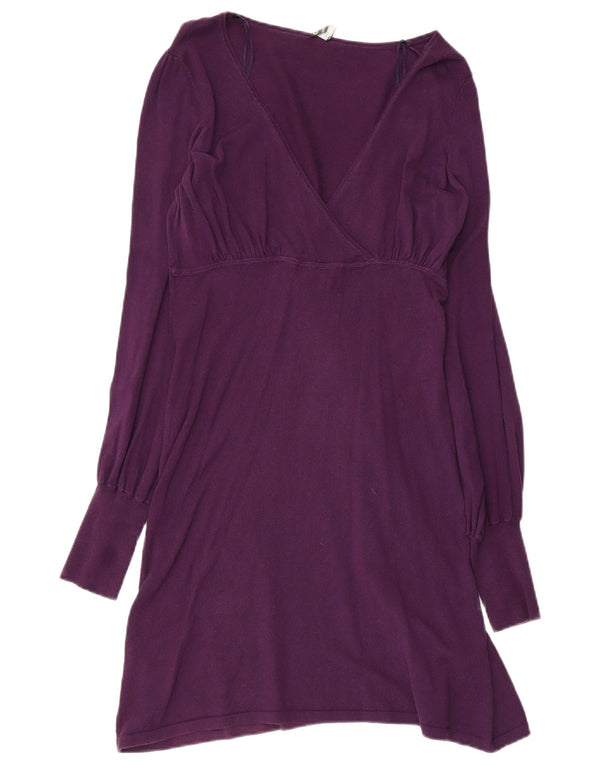 Oasis Langarm-Pulloverkleid für Damen, UK 14, mittelviolette Baumwolle