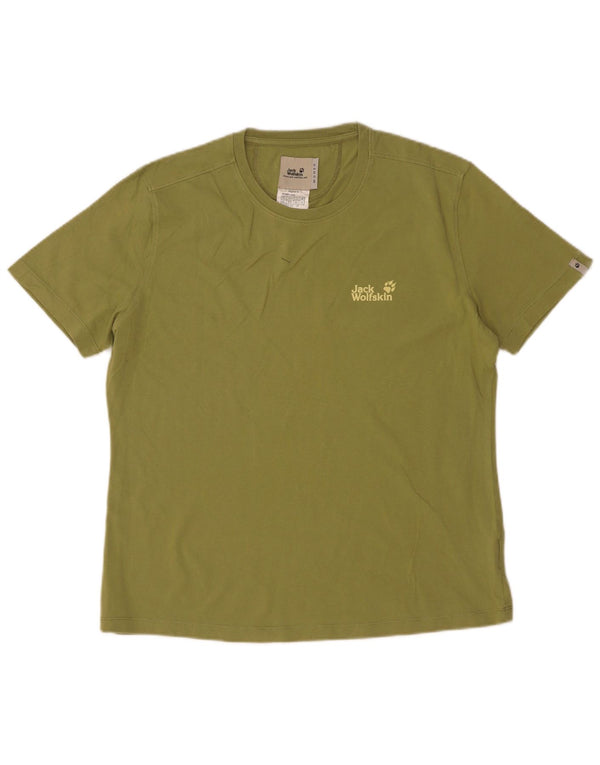 Jack Wolfskin Damen T-Shirt Top UK 18 XL Khaki Baumwolle