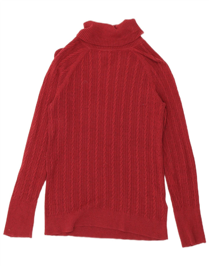 Eddie Bauer Damen-Pullover mit Rollkragen, UK 12, mittelrote Baumwolle