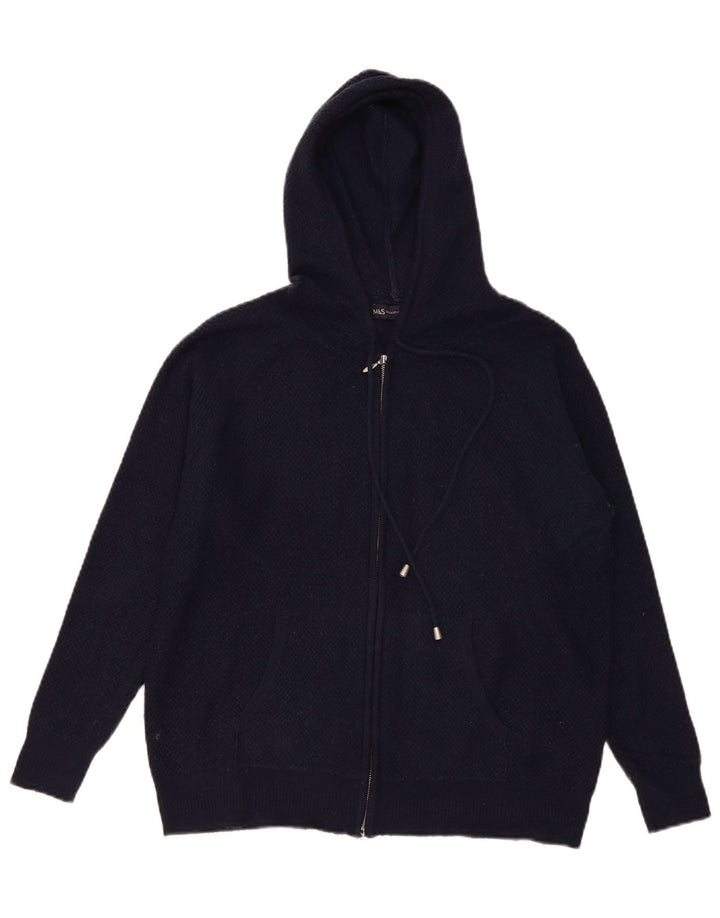 Marks & Spencer Damen-Kapuzenpullover mit Reißverschluss, UK 14, mittlere marineblaue Viskose