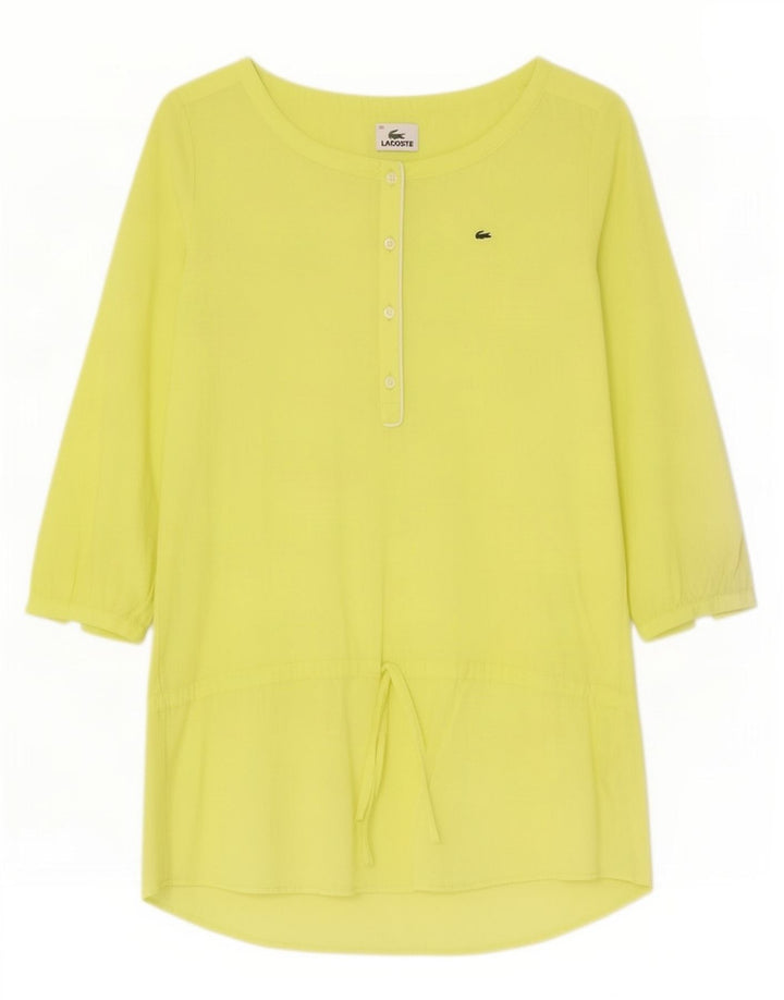 Lacoste Damen Tunika-Oberteil mit 3/4-Ärmeln, Größe 38, mittelgelbe Baumwolle