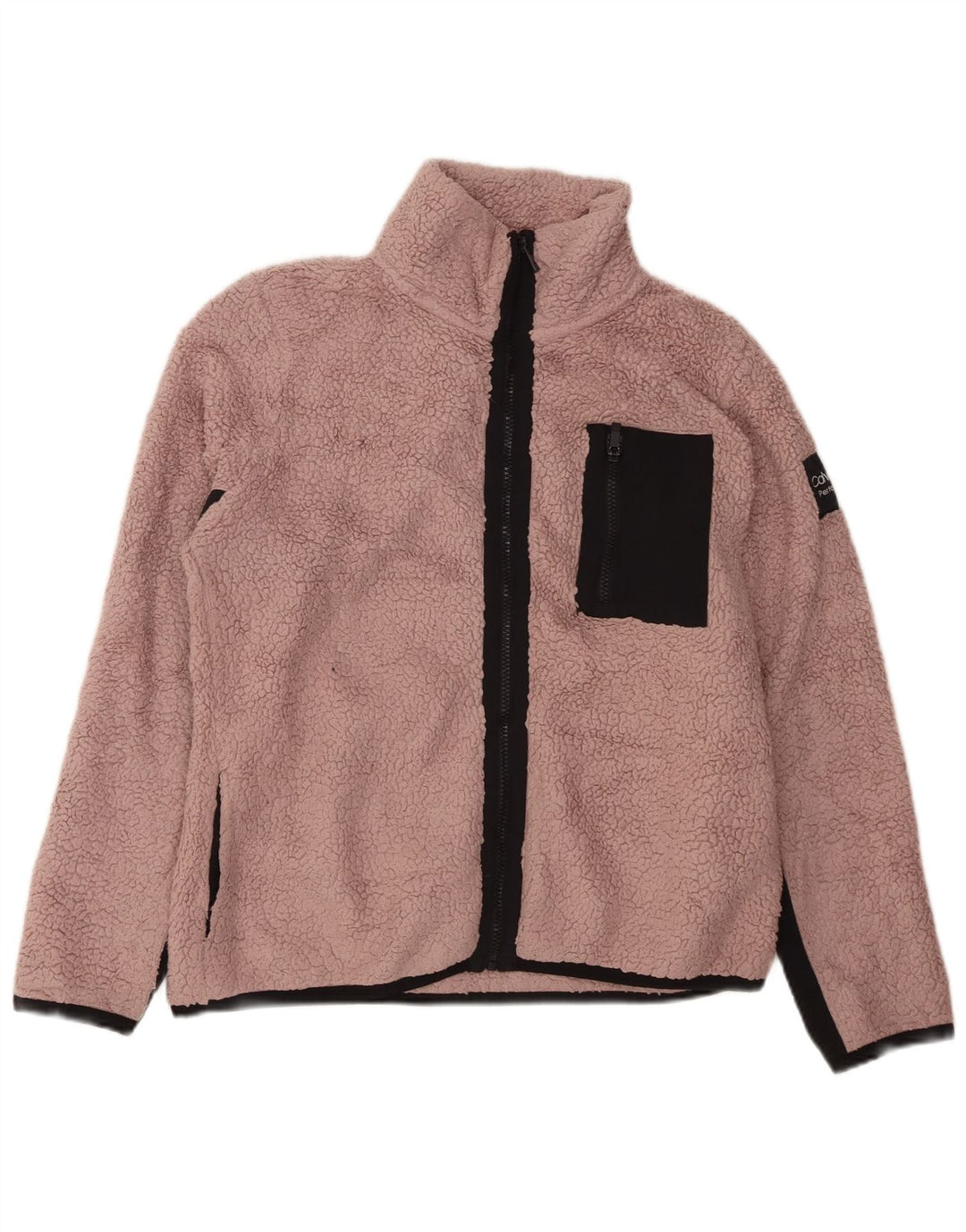 CALVIN KLEIN Damen Fleecejacke UK 16 Large Pink Colourblock Polyester