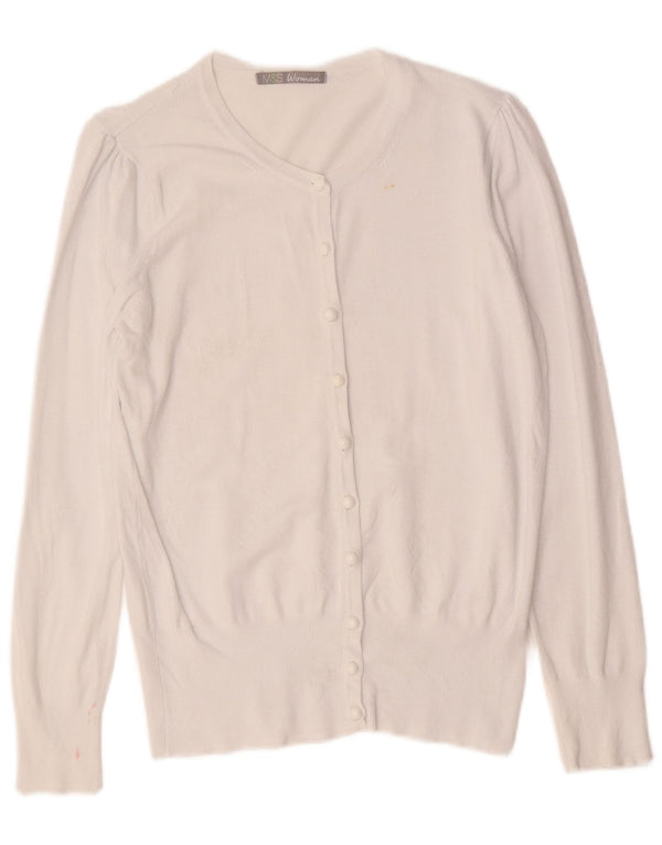 Marks & Spencer Damen-Cardigan-Pullover UK 12 Mittelweiße Viskose