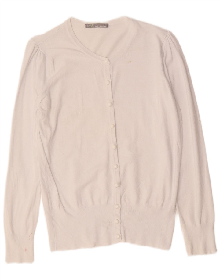 Marks & Spencer Damen-Cardigan-Pullover UK 12 Mittelweiße Viskose