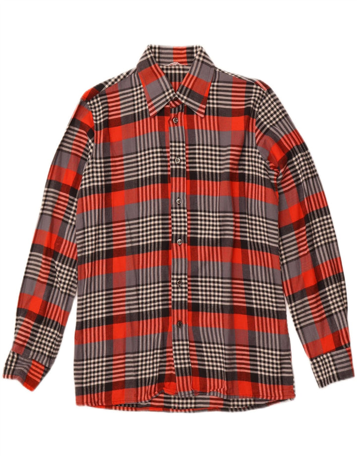 VINTAGE Herren Flanellhemd Größe 15 3/4 40 Mittelrot kariert