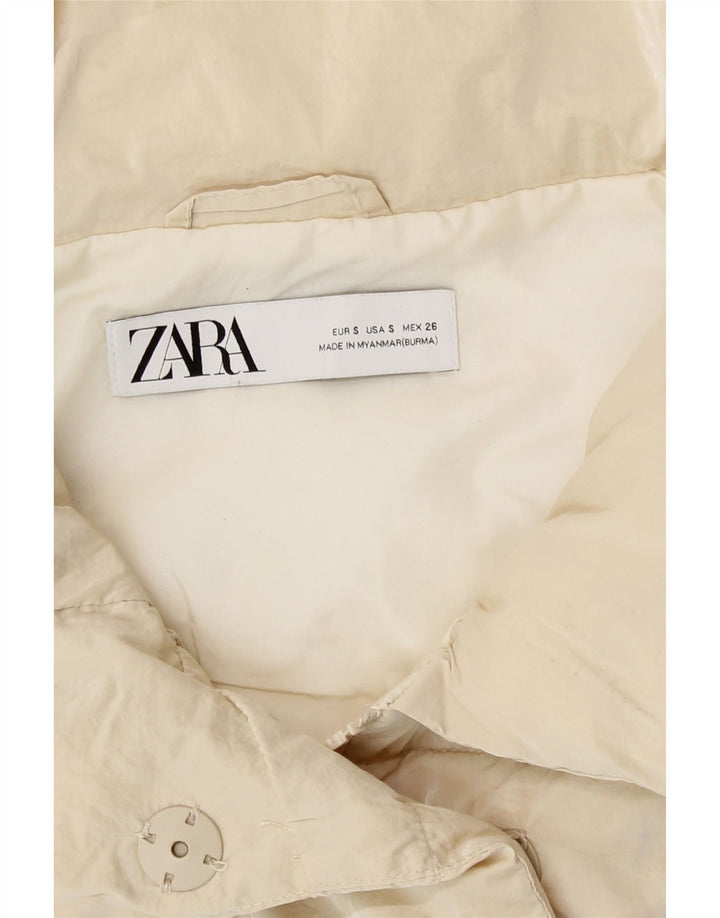 Zara Damen Übergroße Longline Wattierte Weste UK 10 Small Beige Polyester